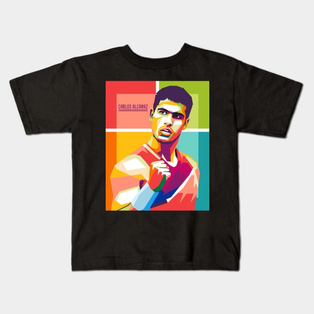 carlos alcaraz Kids T-Shirt by cool pop art house